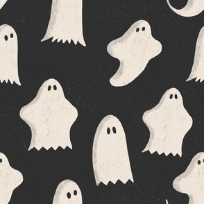 Halloween Ghosts on Charcoal (medium scale)