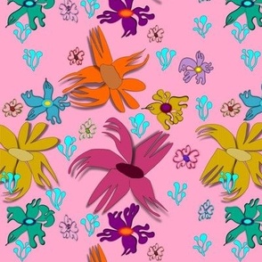 Bunch of flowers with pink background