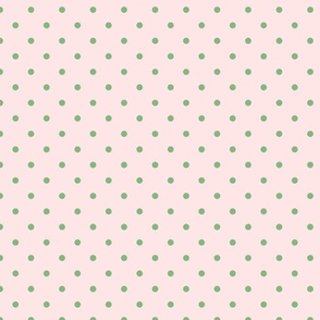 preppy mini green polka dots on a pink background