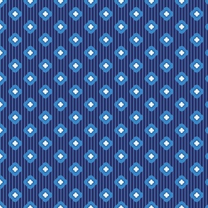 quatrefoils on dark blue stripes | small