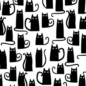 Kitty Cats Black on White