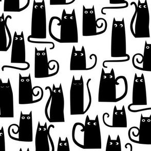 Kitty Cats Black on White Small Scale