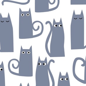 Kitty Cats Gray on White Jumbo Large Scale