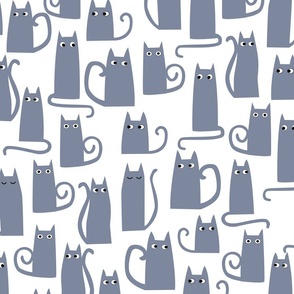 Kitty Cats Gray on White