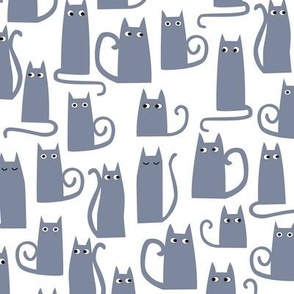 Kitty Cats Gray on White Small Scale