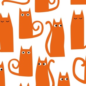 Kitty Cats Orange on White Jumbo Large Scale