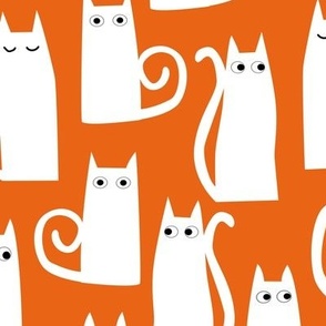 Kitty Cats White on Orange 