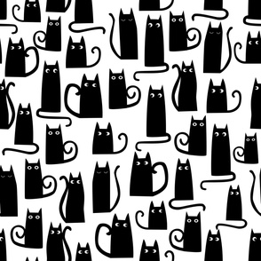 Kitty Cats Black on White Jumbo Large Scale