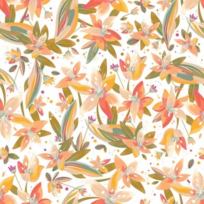 Retro floral curtains - white and yellow
