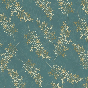 Golden Botanical Stems_teal