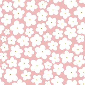 Daisy ||White Daisies on Pink || Daisy Age Collection by Sarah Price Medium Scale Perfect for bags, clothing and quilts