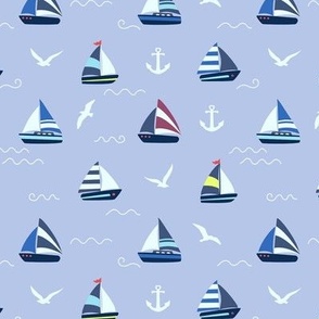 Blue sailing boats