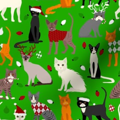 Christmas Cats Green