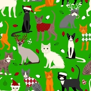 Christmas Cats Green