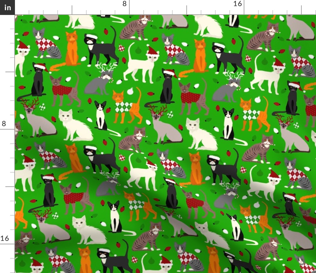 Christmas Cats Green