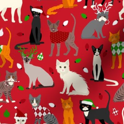 Christmas Cats Red