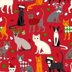 Christmas Cats Red