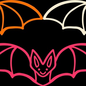 Geometric-flying-Halloween-bats---XL---BLACK-pink-yellow-orange-beige---JUMBO