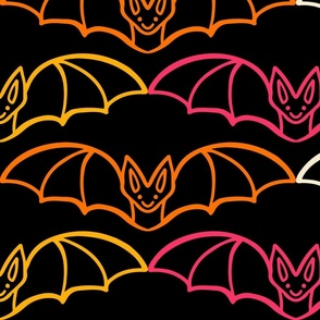 Geometric-flying-Halloween-bats---L---BLACK-pink-yellow-orange-beige---LARGE