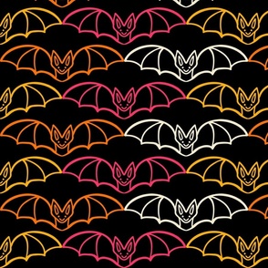 Geometric-flying-Halloween-bats---M---BLACK-pink-yellow-orange-beige---MEDIUM