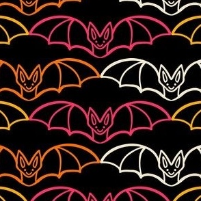 Geometric-flying-Halloween-bats---S---BLACK-pink-yellow-orange-beige---SMALL