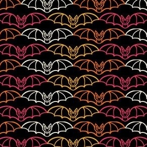 Geometric-flying-Halloween-bats---XS---BLACK-pink-yellow-orange-beige---TINY