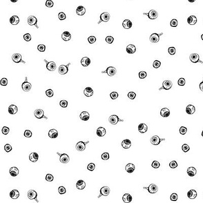 Polkadot eyeballs - black and white medium