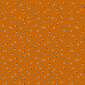 Polkadot eyeballs on pumpkin orange - 7 inch