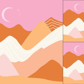 1 blanket + 2 loveys: layered mountains sunburst, beach umbrella, pink sparkle, tangy, buff, pink razz