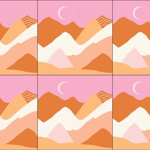 6 loveys: layered mountains sunburst, beach umbrella, pink sparkle, tangy, buff, pink razz