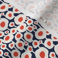 Poppy Dot - Graphic Floral Dot Midnight Blue Red Small Scale