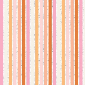 rotated half scale stripes: sunburst, beach umbrella, pink sparkle, tangy, buff, pink razz