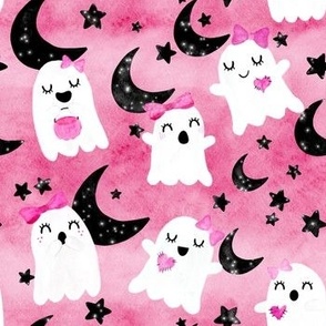 Girl Ghosts Ombre Pink Watercolor Small