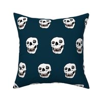 Toothy skull on deep blue - large