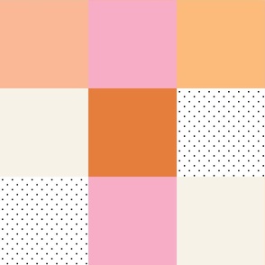 6" patchwork wholecloth: sunburst, beach umbrella, pink sparkle, tangy, buff, pink razz