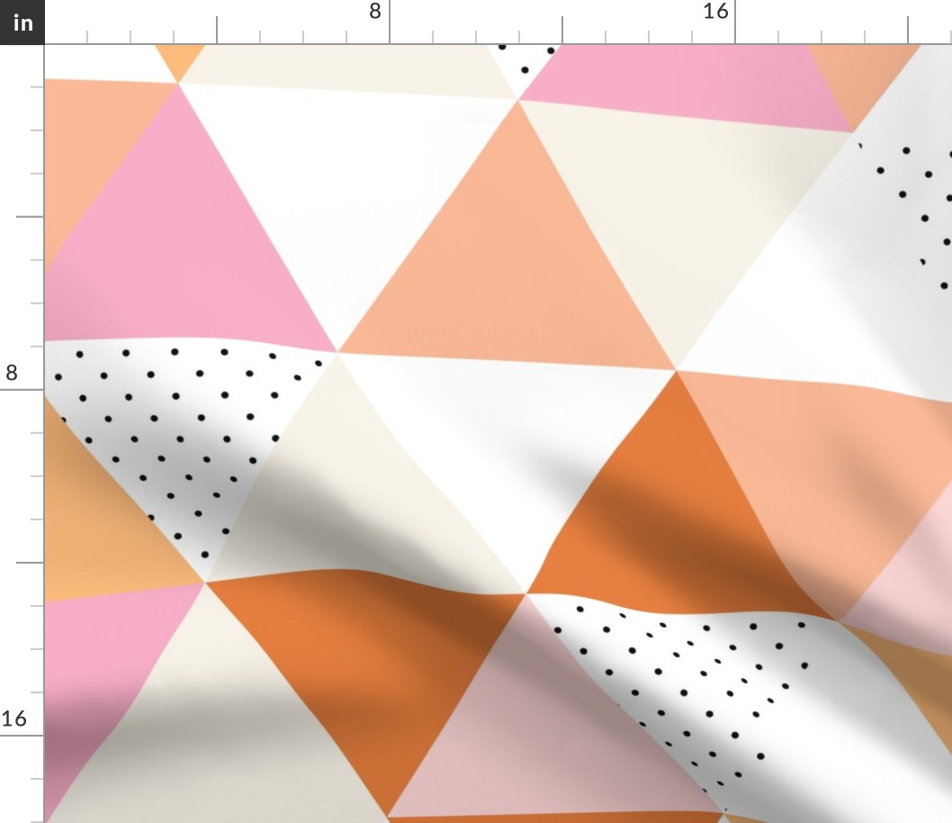 6" triangle whoelcloth: sunburst, beach umbrella, pink sparkle, tangy, buff, pink razz
