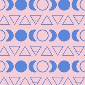 Occult symbols and Moon Phases on Pink Background