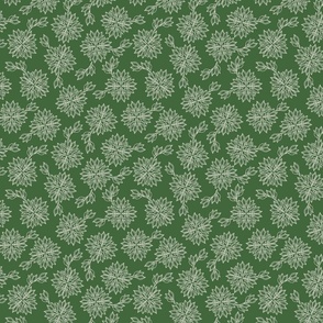 Poinsettia Snowflake Outline-offwhite on green-7x7in
