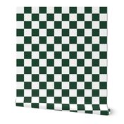 1" christmas checkerboard fabric - cute trendy checker fabric for holiday dark green