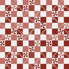 1/2" christmas checkerboard fabric - holiday candy cane peppermint fabric