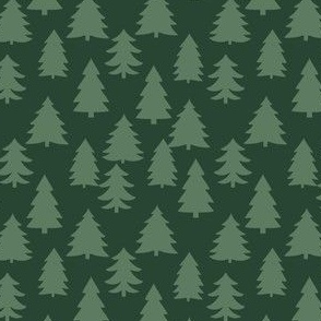SMALL christmas tree fabric - fir tree fabric, green holiday fabric