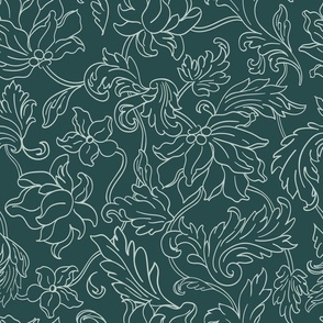 Botanical Flourishes Emerald Green