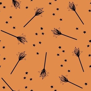 bkrd Hello Halloween Witch Brooms 8x8 orange