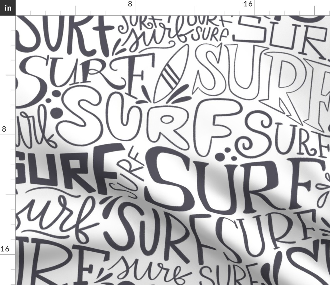 Surf lettering in black_ large scale 20.93x20.93