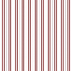 Lava Falls Red and White Micro Vintage English Country Cottage Ticking Stripe