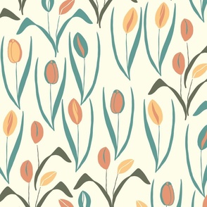Tulips Matinee Paper Cut-out, Cream