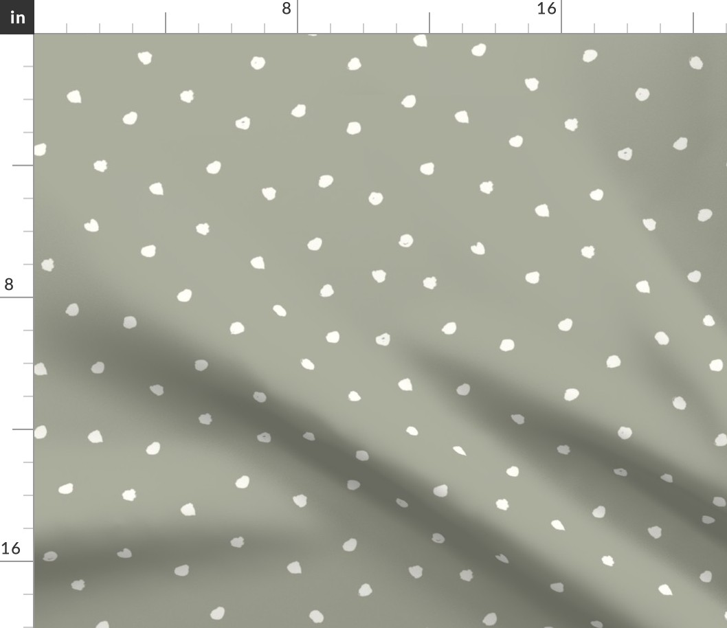 Irregular Dots On Sage Green