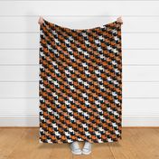 Catstooth Halloween Cats Medium- Novelty Houndstooth- Orange Black and White Geometric Cat Fabric- Classic Modern Wallpaper- Pied de Poule