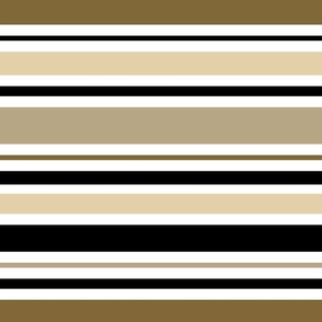 Coffee Brown, Black and White Horizontal Stripes