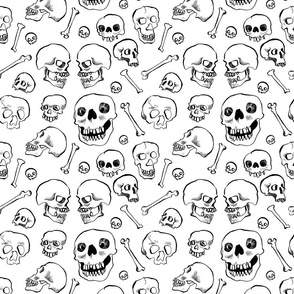 Skulls - Black and White - medium (9 inches)